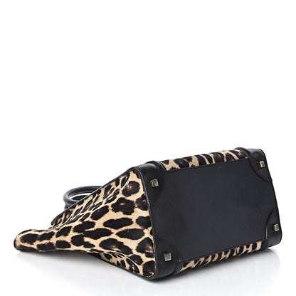 Celine Leopard Pony Hair Mini Luggage Brown 4 of 10