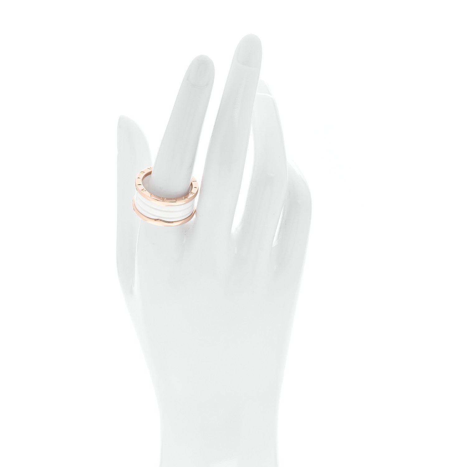 Bulgari 18K Rose Gold White Ceramic B.Zero1 Four-Band Ring 61 9.5 2 of 5