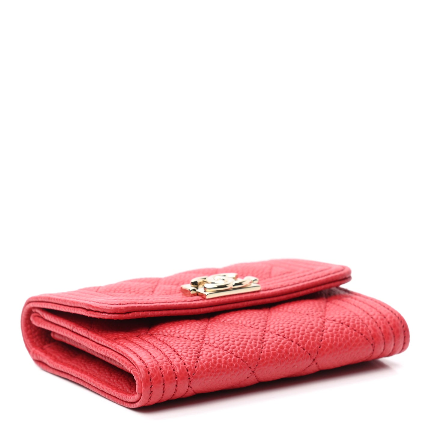 Caviar Quilted Boy Flap Card Holder Red