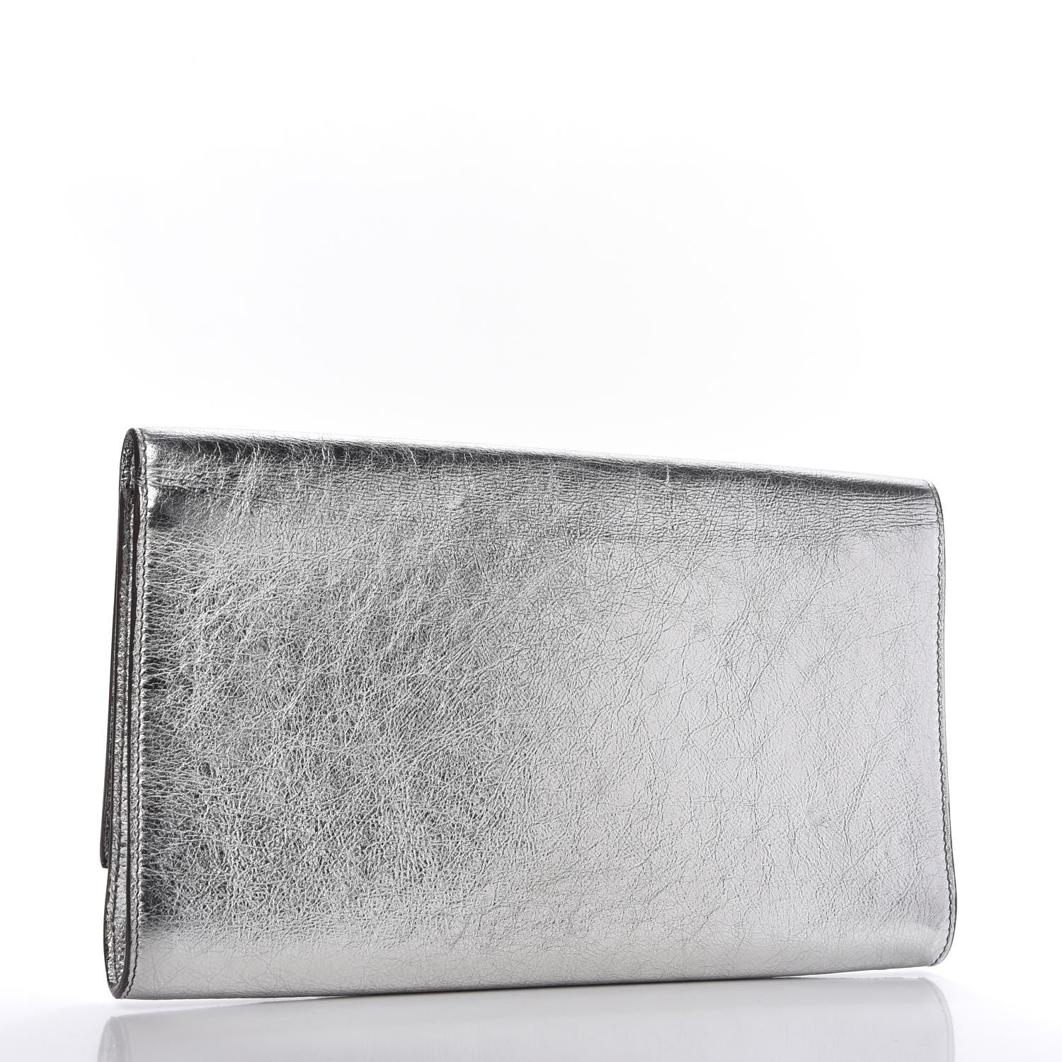 Saint Laurent Metallic Calfskin Monogram Large Belle De Jour Clutch Silver 3 of 9