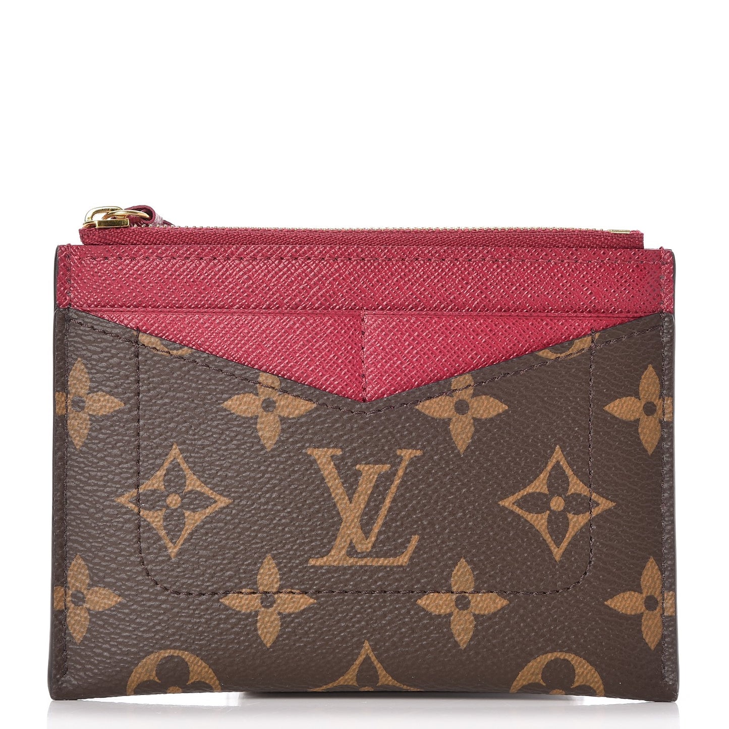 Monogram Zipped Card Holder Fuchsia