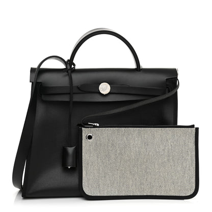 Hermes Toile H Berline Vache Hunter Herbag Zip PM 31 Black Ecru 1 of 9