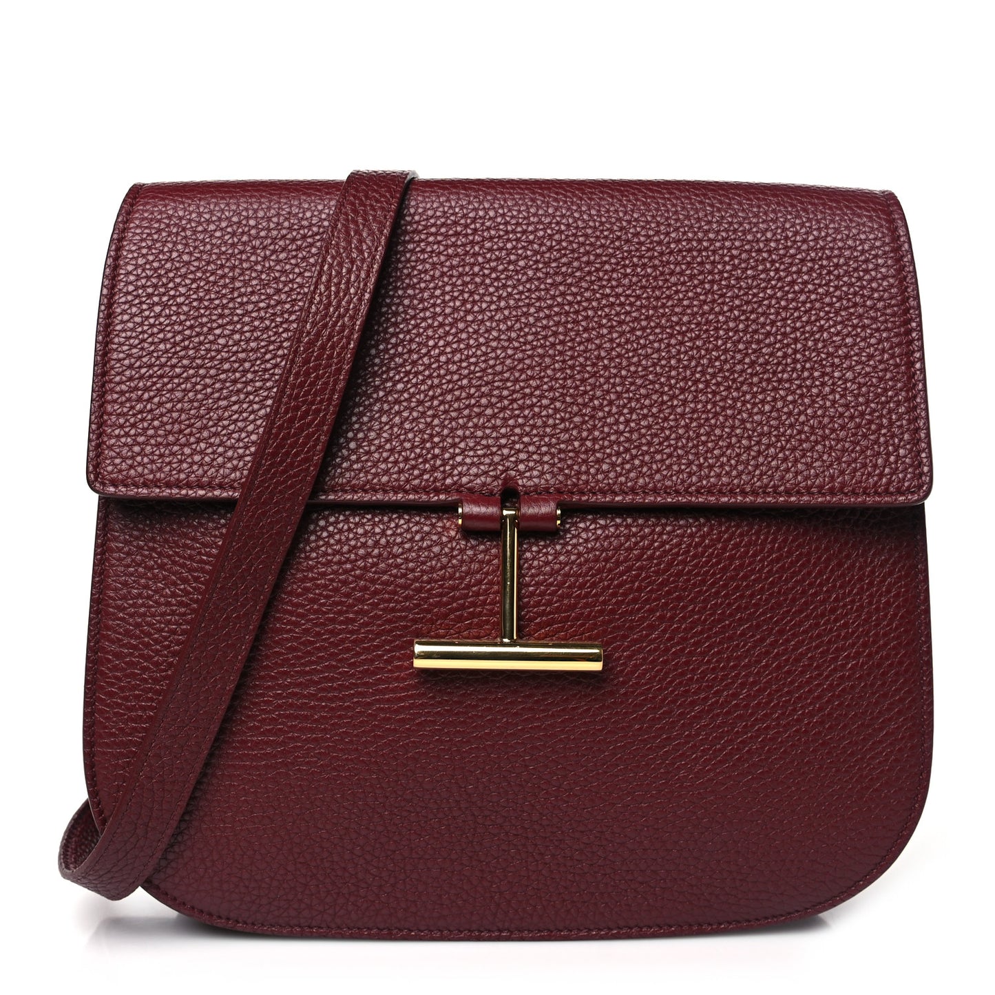 Grained Calfskin T Clasp Tara Crossbody Bag Cabernet