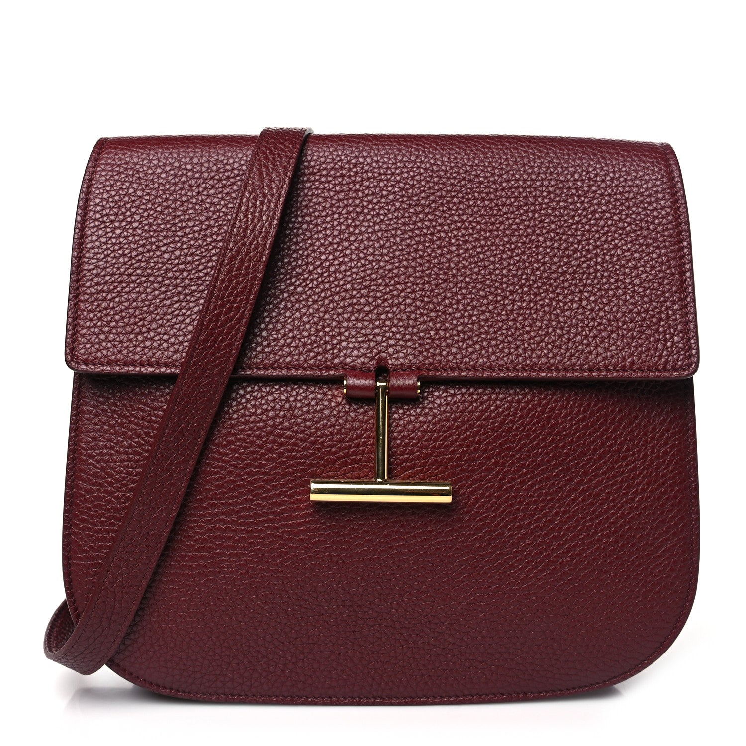 Tom Ford Grained Calfskin T Clasp Tara Crossbody Bag Cabernet 1 of 9