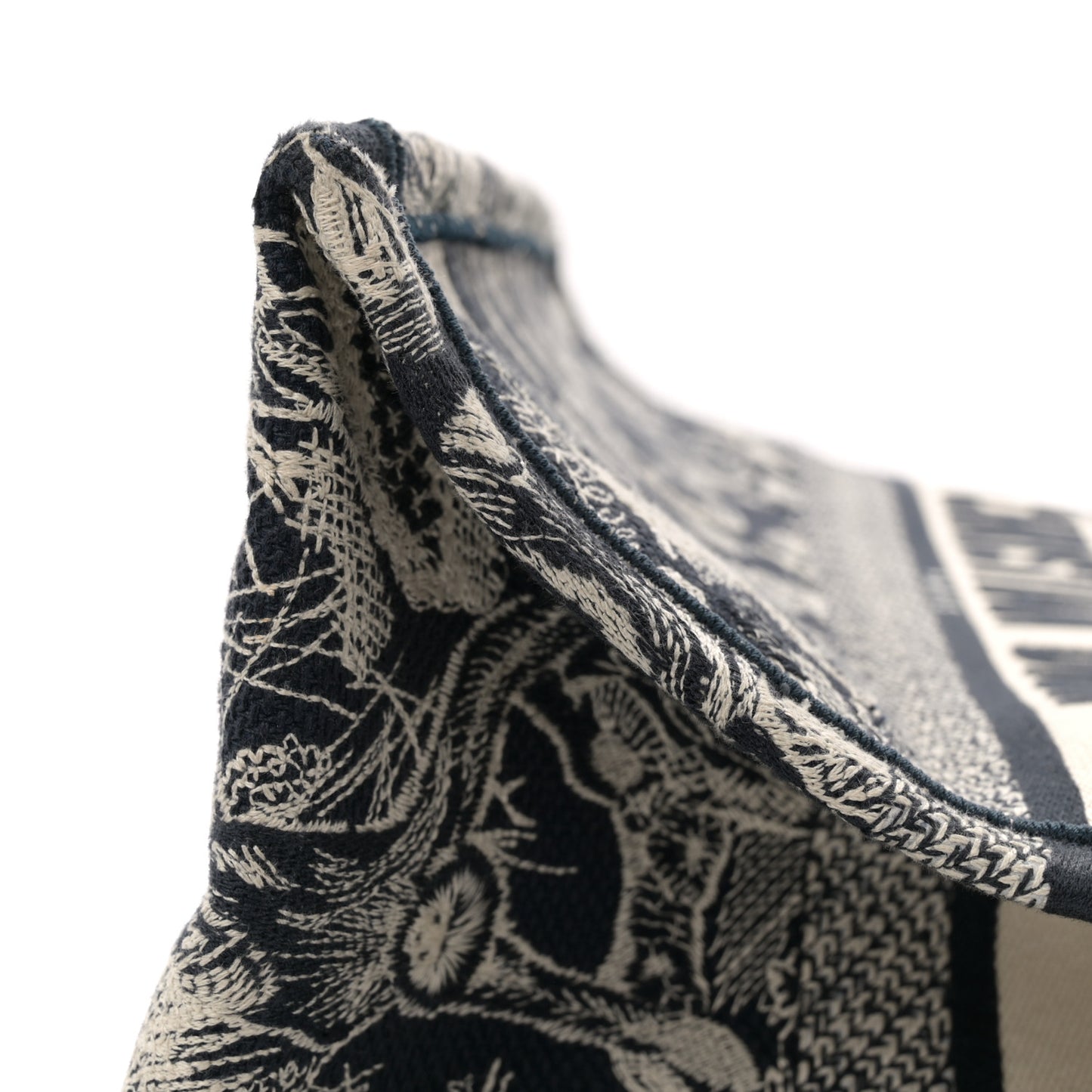 Canvas Embroidered Medium Toile De Jouy Reverse Book Tote Blue