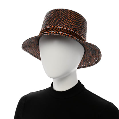 Hermes Straw Adele Panama Hat 58 Terracotta Black 2 of 9
