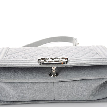 Chanel Iridescent Caviar Quilted Medium Boy Flap Light Grey 13 of 16