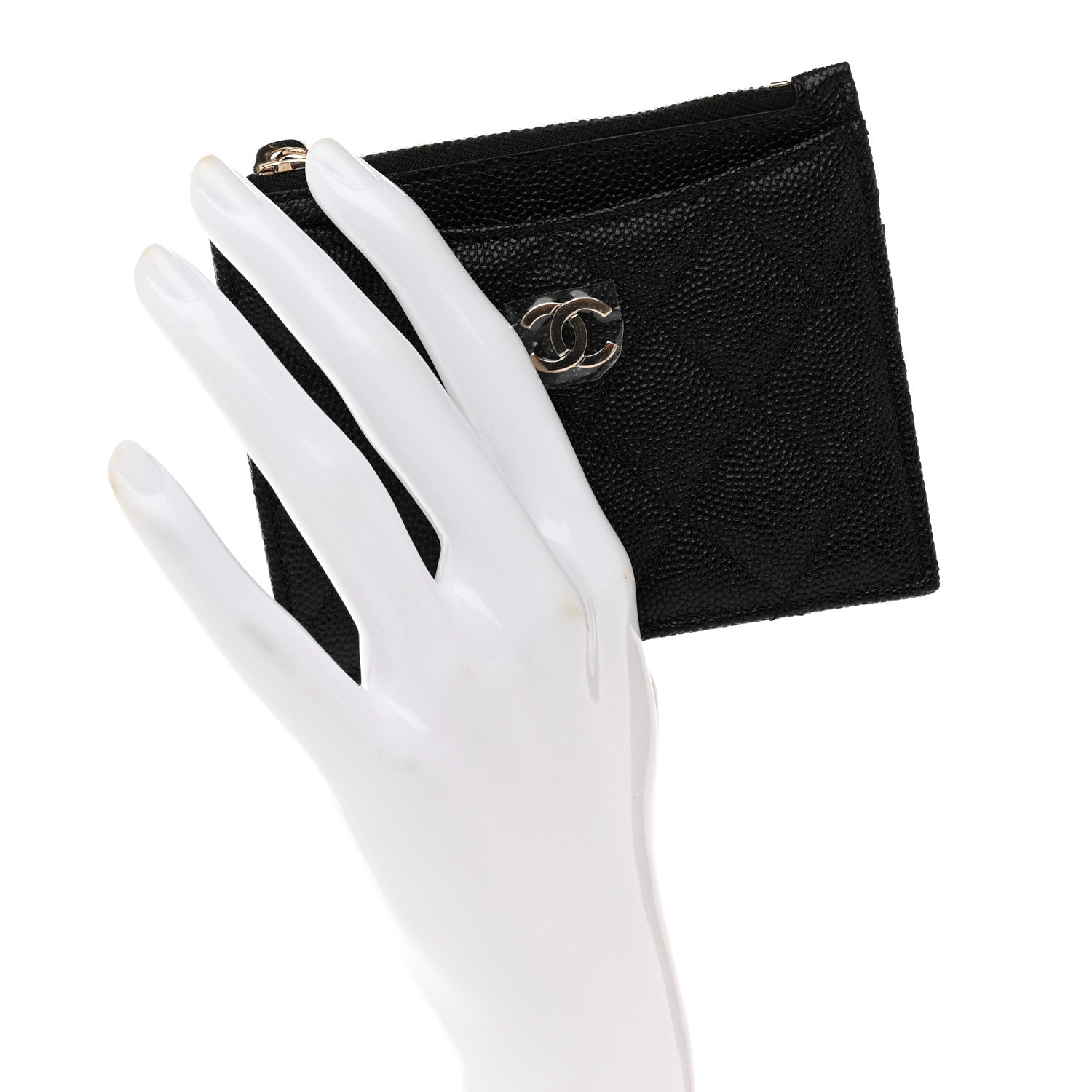 Chanel Caviar Quilted CC Zip Card Holder Black 2 of 8