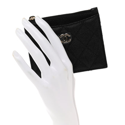 Chanel Caviar Quilted CC Zip Card Holder Black 2 of 8