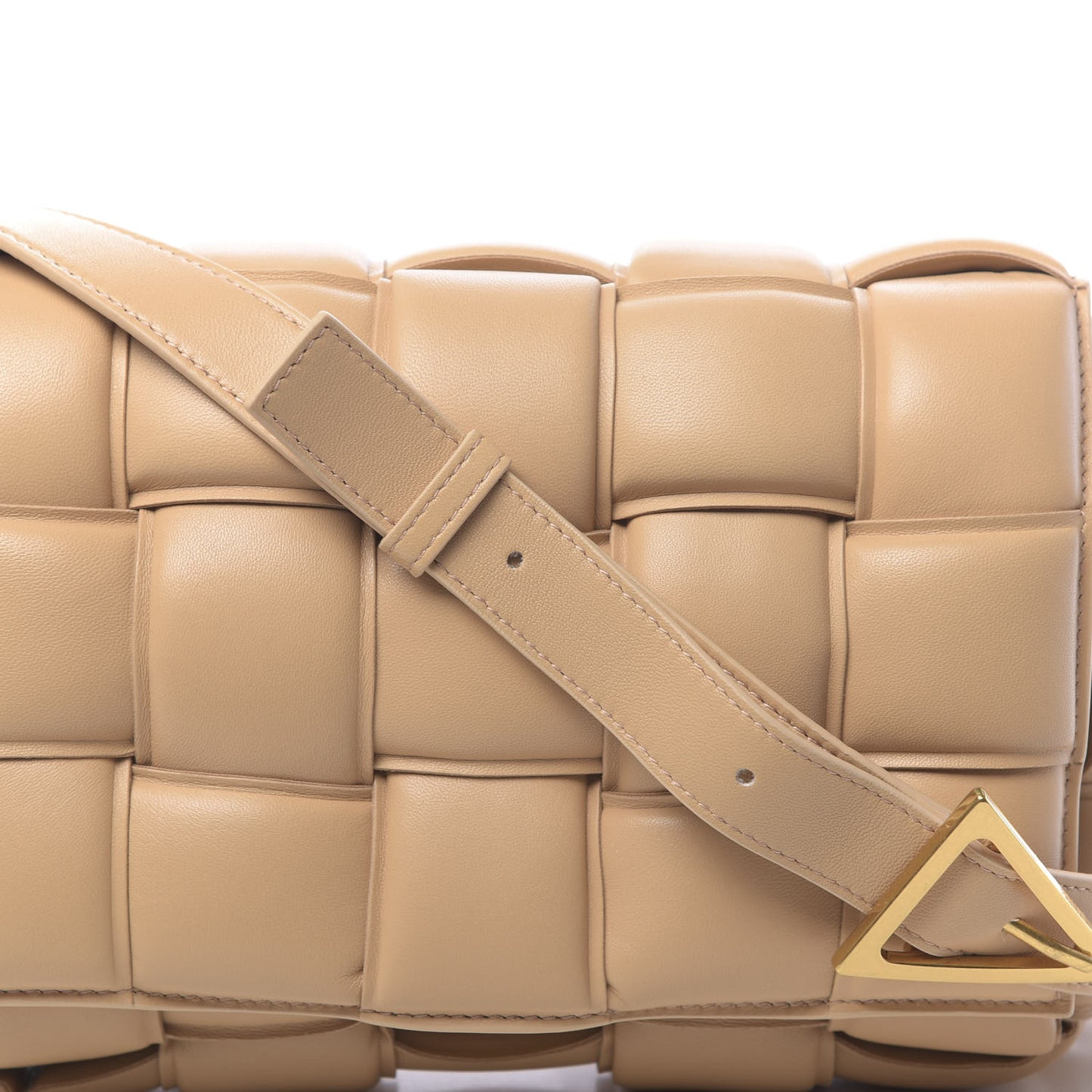 Nappa Maxi Intreccio Padded Cassette Crossbody Bag Almond