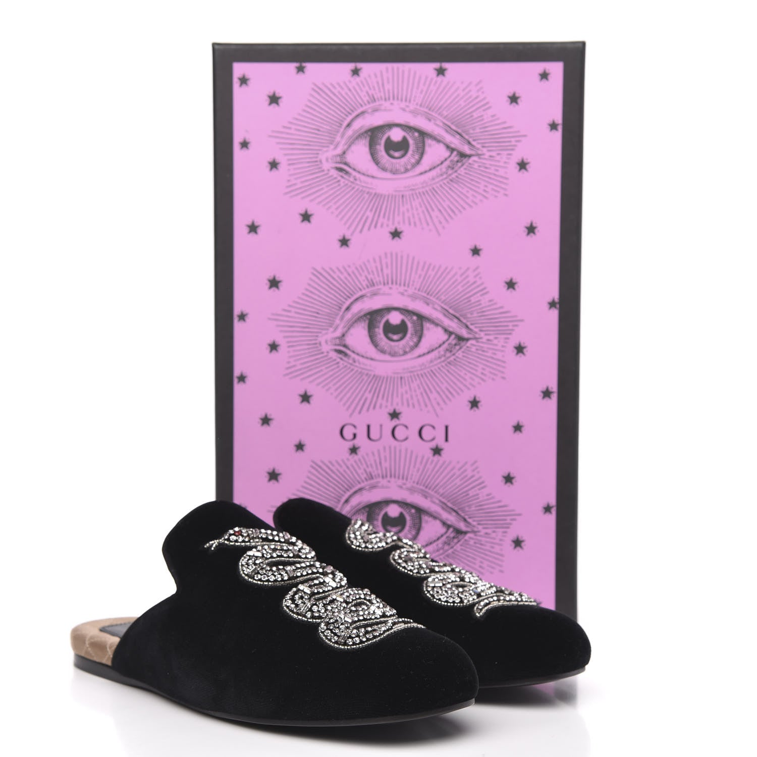 Gucci Velvet Embellished Evening Slipper 38 Black 9 of 9