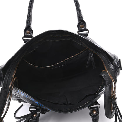 Balenciaga Agneau Arena Graffiti All Over Classic Hardware S City Black Bleu Violet 5 of 9