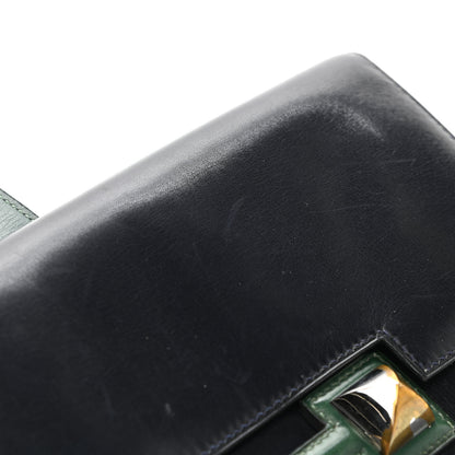 Hermes Box Medor Clutch 23 Bleu Indigo Vert Bengale 9 of 10