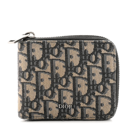 Christian Dior Oblique Compact Zipped Wallet Blue Multicolor 1 of 9