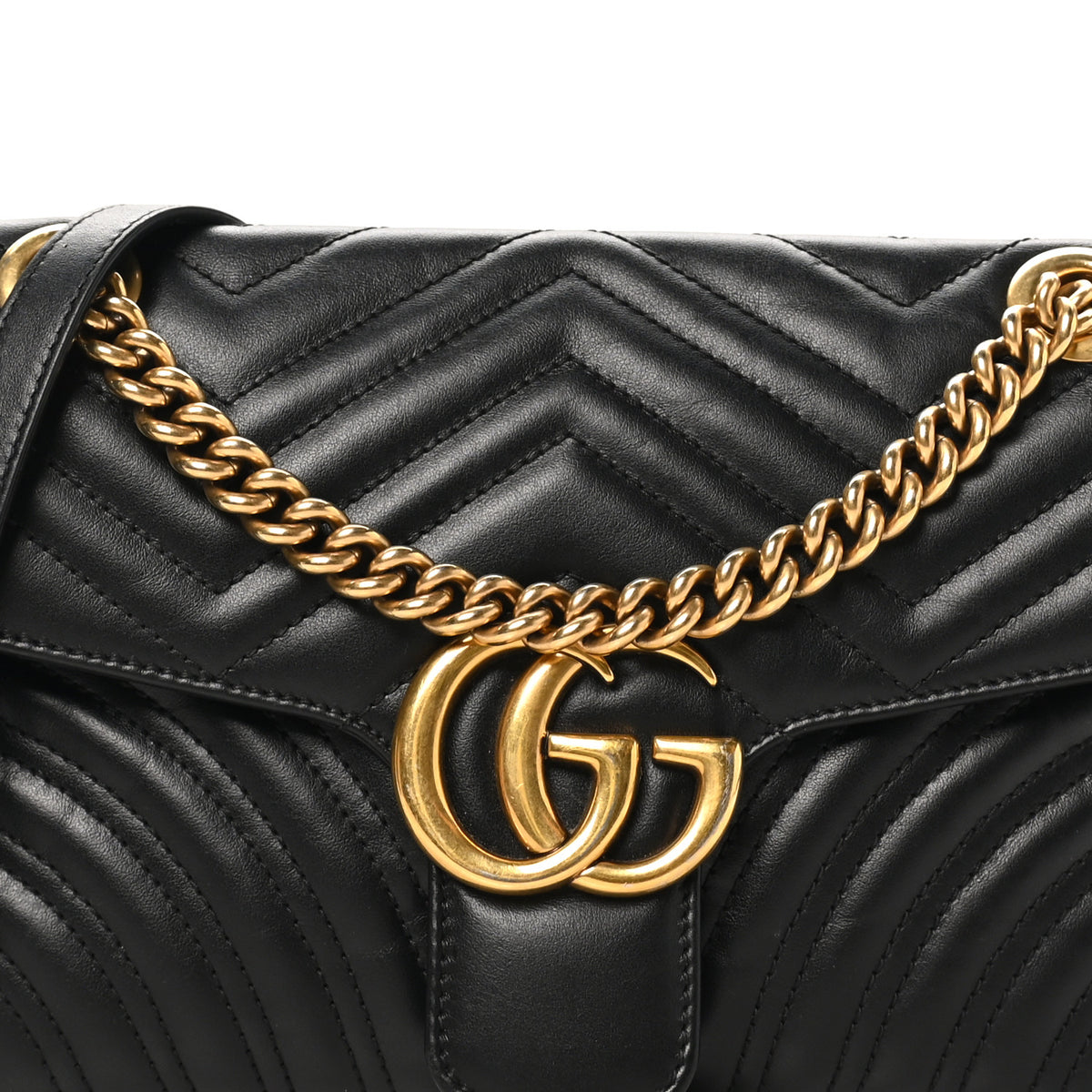 Calfskin Matelasse Small GG Marmont Shoulder Bag Black