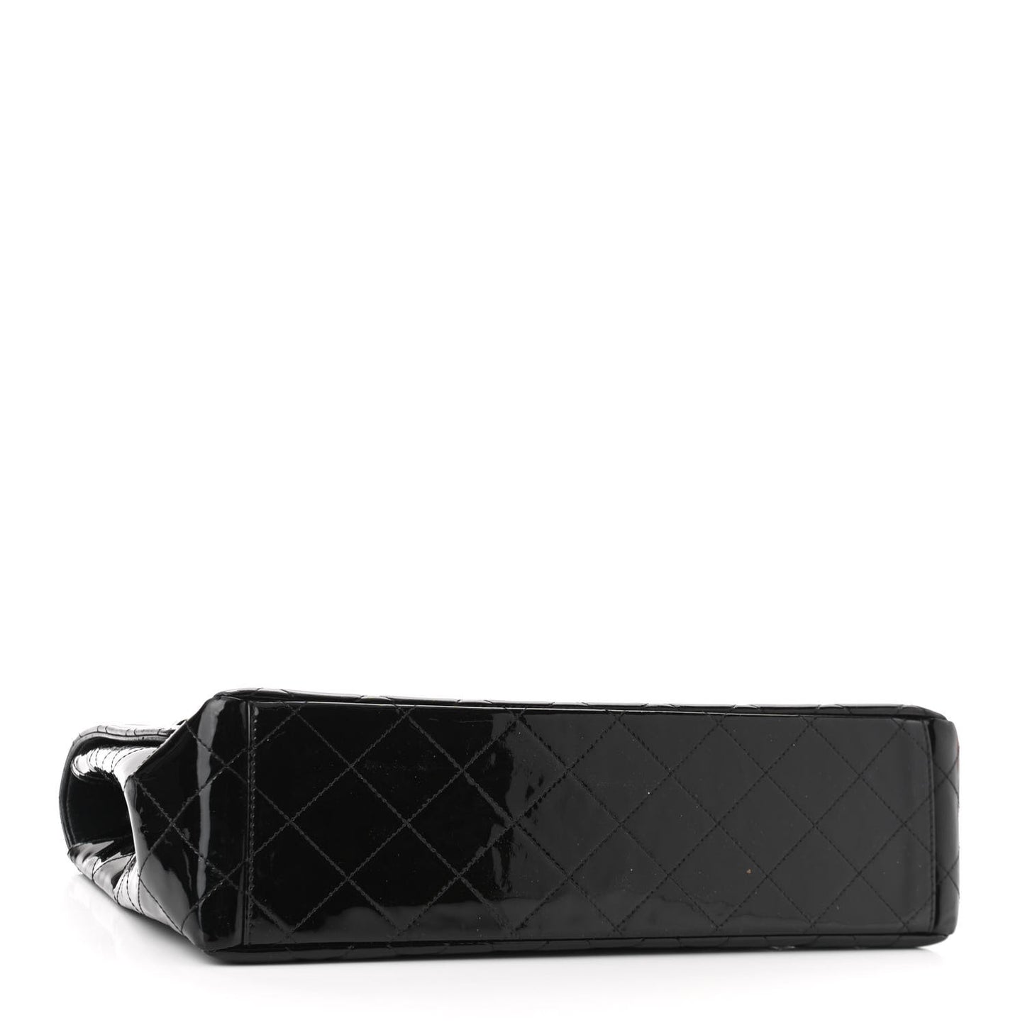 Patent Quilted Maxi Single Flap Black