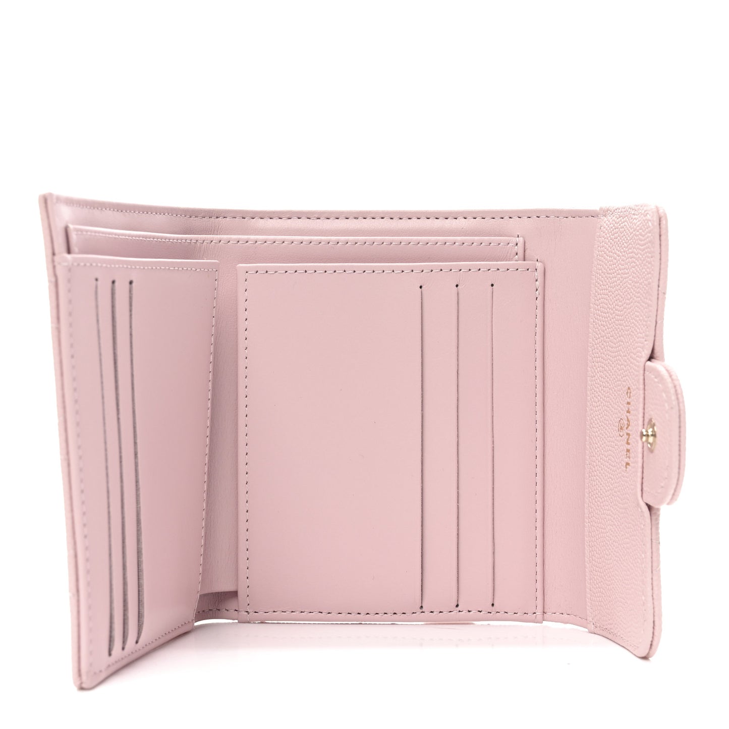 Caviar Quilted Compact Flap Wallet Light Pink