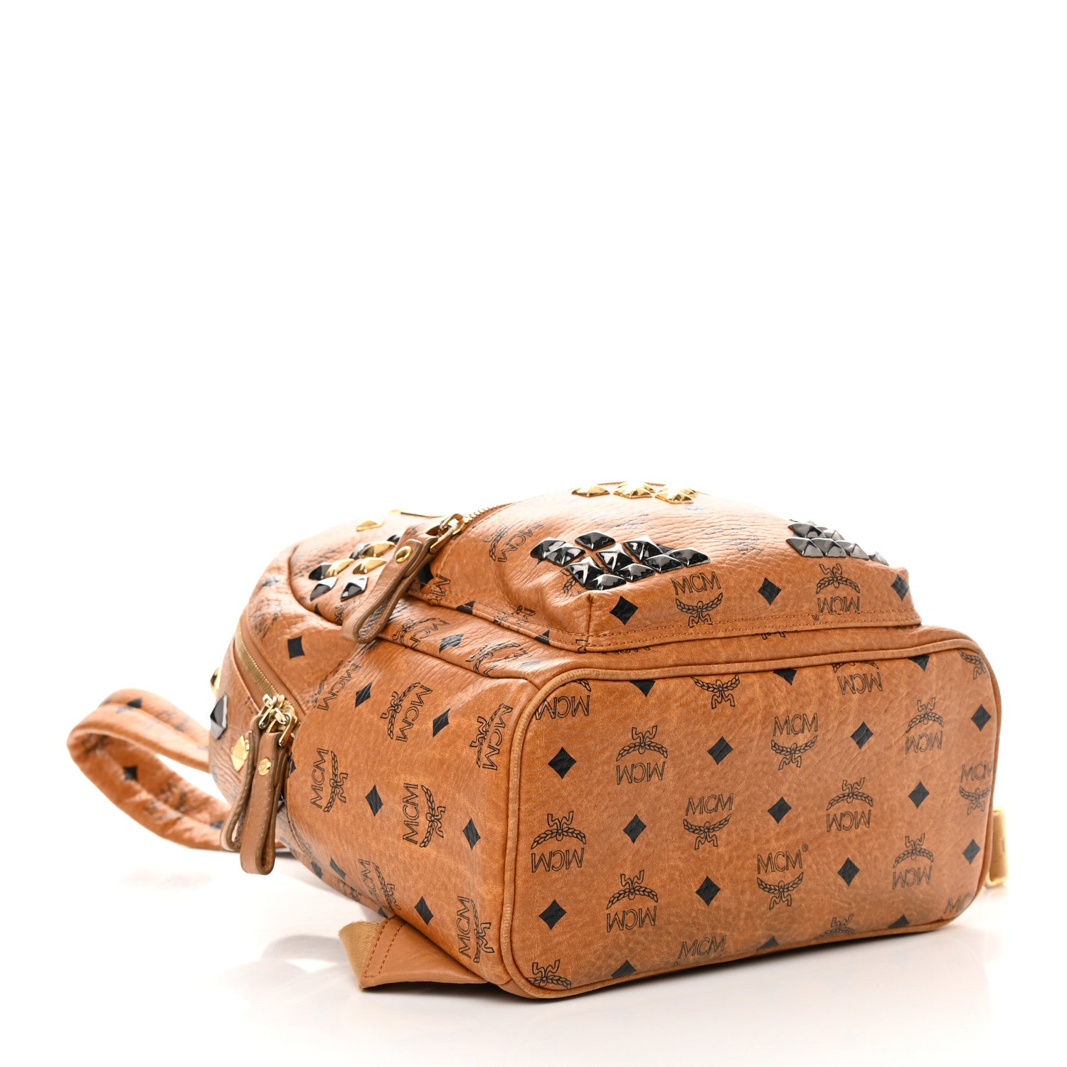 MCM Visetos Studded Small Stark M Backpack Cognac 4 of 15