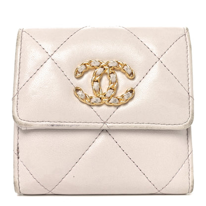 Chanel Goatskin Quilted Chanel 19 Small Flap Wallet Light Purple 1 of 10