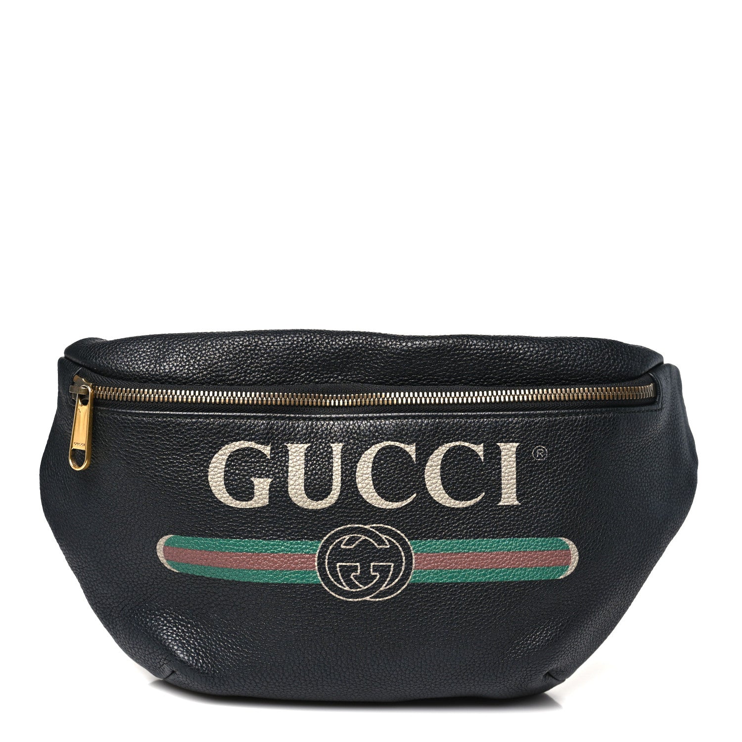 Gucci Grained Calfskin Logo Belt Bag Black 1 of 10