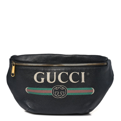 Gucci Grained Calfskin Logo Belt Bag Black 1 of 10