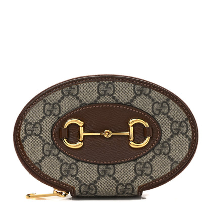 Gucci GG Supreme Monogram Azalea Calfskin Horsebit 1955 Coin Case Beige Ebony Brown Sugar 1 of 6