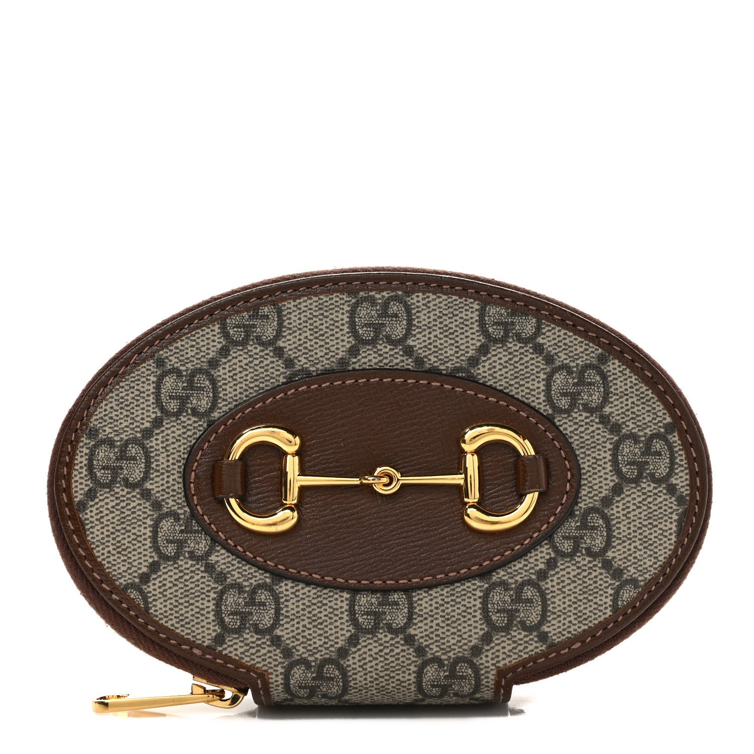 Gucci GG Supreme Monogram Azalea Calfskin Horsebit 1955 Coin Case Beige Ebony Brown Sugar 1 of 6