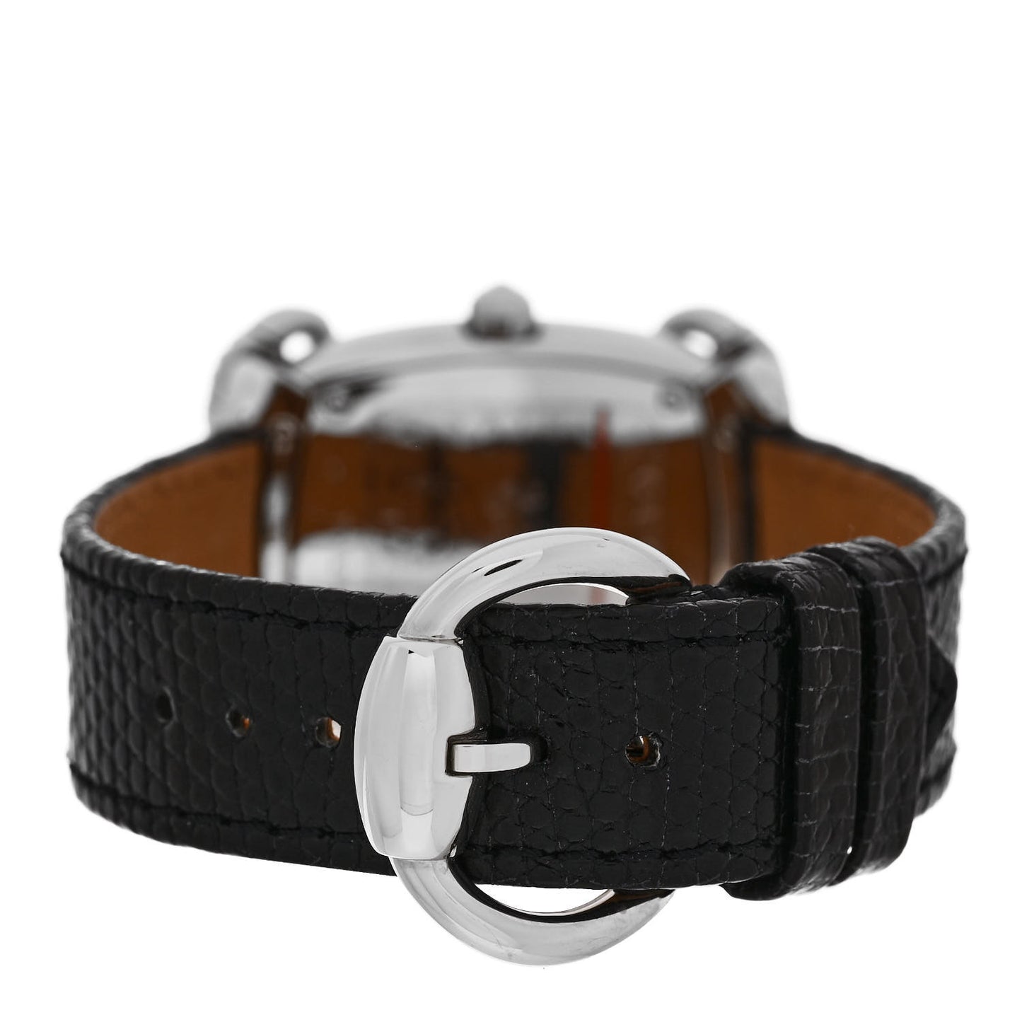 Stainless Steel Lizard Diamond 28mm Horsebit Quartz Watch Black