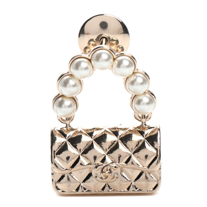 Chanel Pearl Quilted Flap Brooch Gold 1 of 3