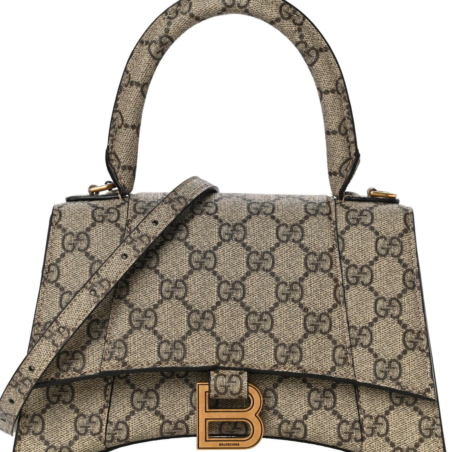 Balenciaga X GUCCI GG Supreme Monogram Small Hourglass Top Handle Bag Beige Ebony 8 of 11