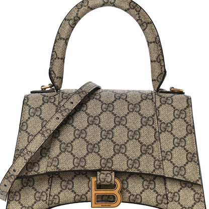 Balenciaga X GUCCI GG Supreme Monogram Small Hourglass Top Handle Bag Beige Ebony 8 of 11