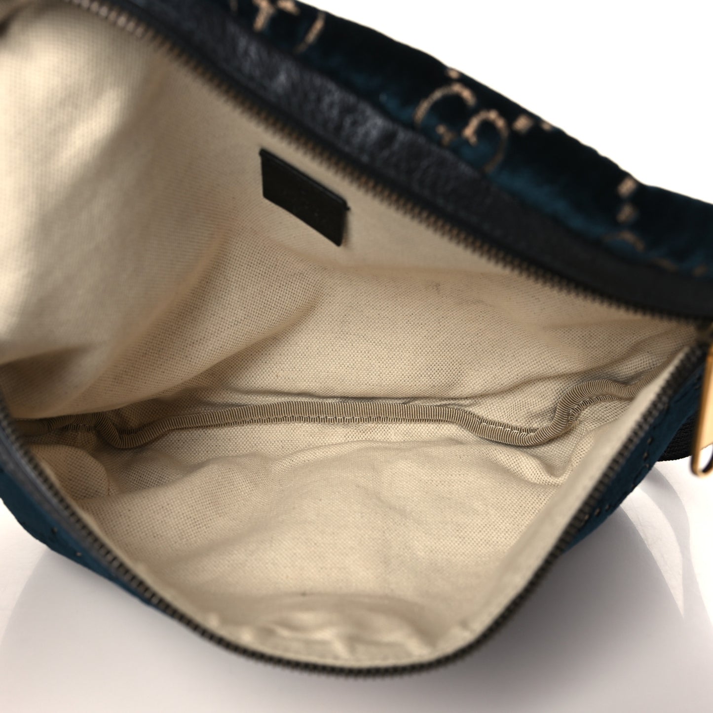 Velvet GG Monogram Web Belt Bag Blue Beige