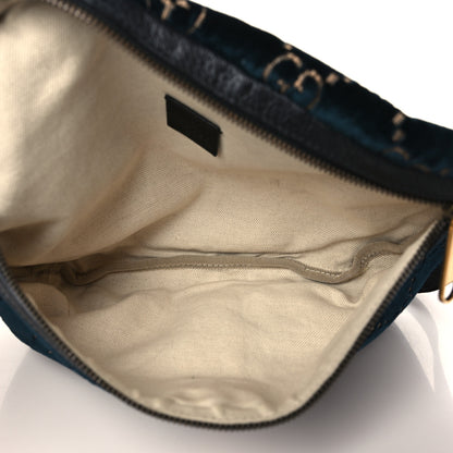Gucci Velvet GG Monogram Web Belt Bag Blue Beige 5 of 9