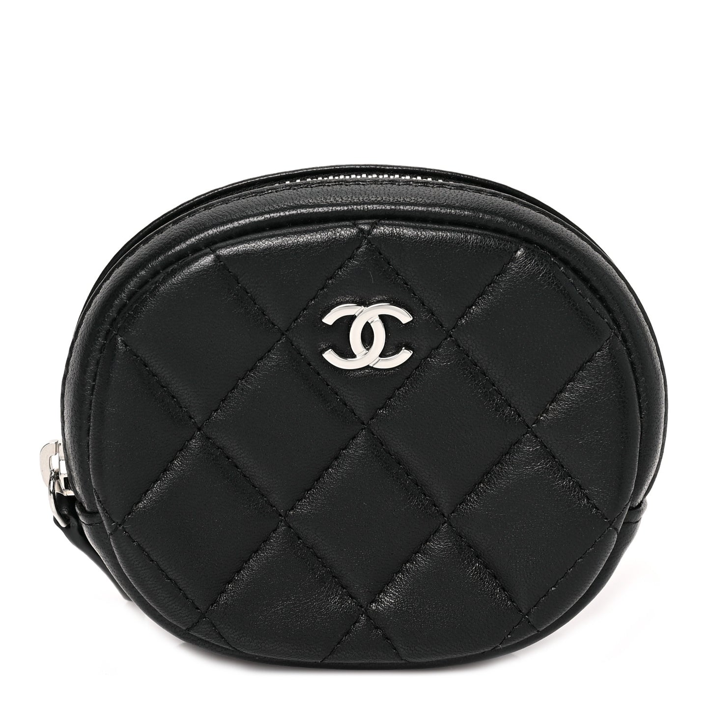 Lambskin Quilted Zip Around Classic Coin Purse Black