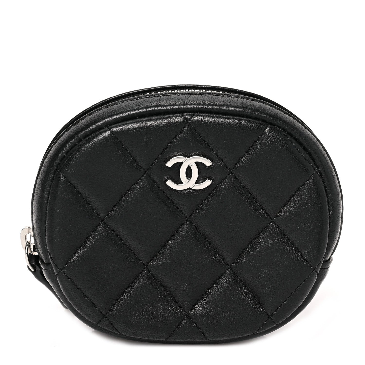 Chanel Lambskin Quilted Zip Around Classic Coin Purse Black 1 of 7