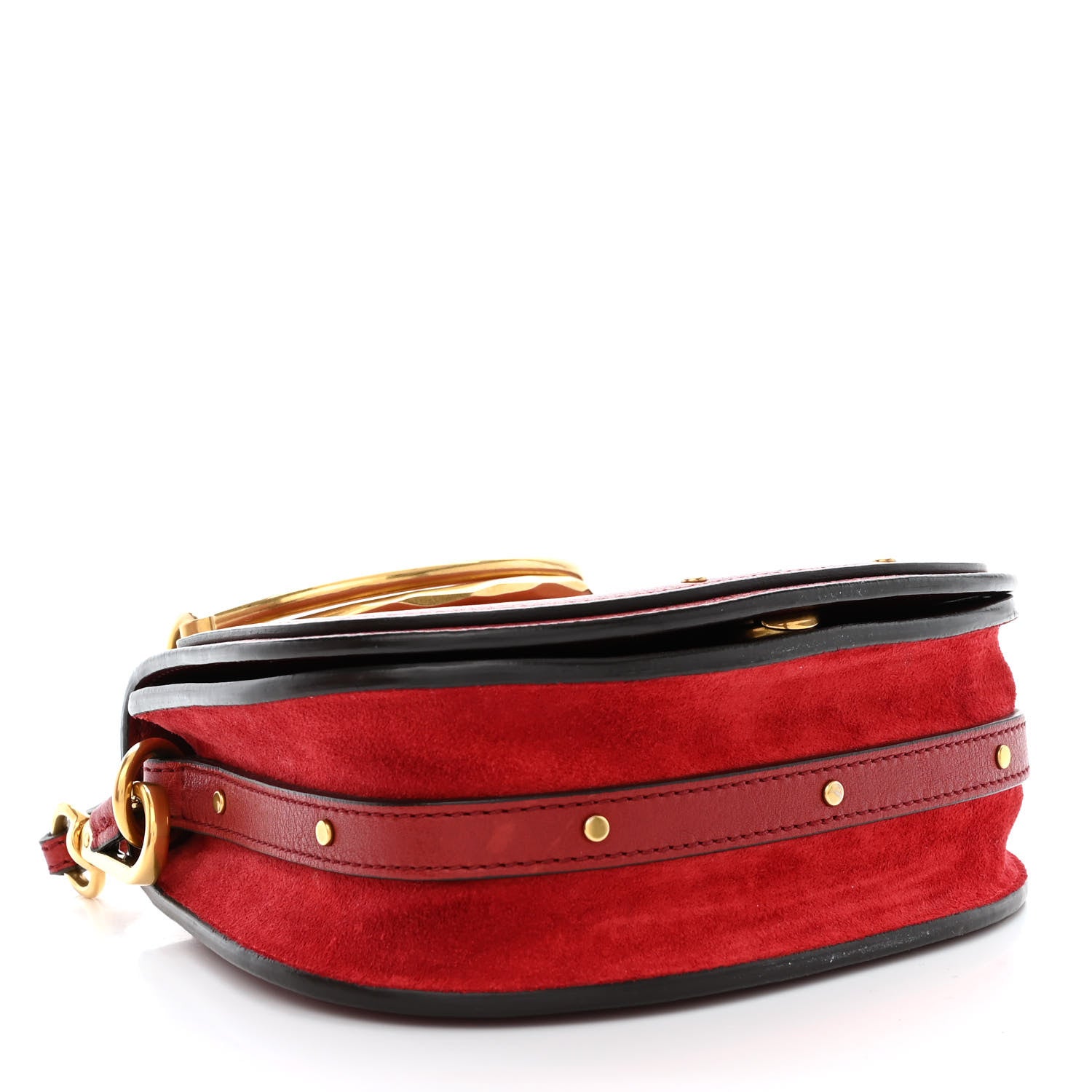 Chloe Calfskin Suede Small Nile Bracelet Bag Sepia Red 4 of 13