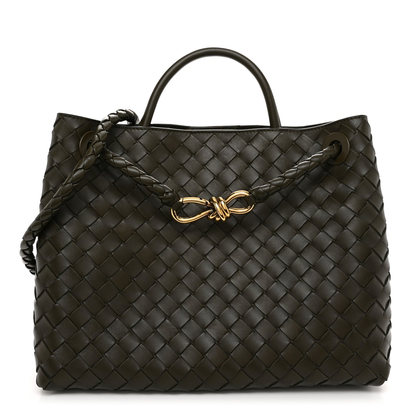 Nappa Intrecciato Medium Andiamo Shoulder Bag Dark Green