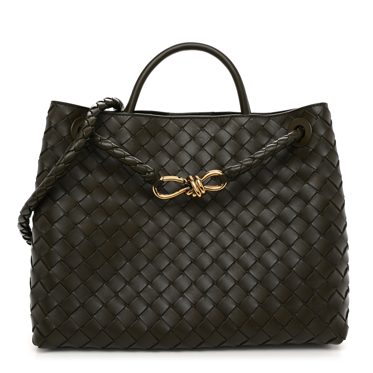 Bottega Veneta Nappa Intrecciato Medium Andiamo Shoulder Bag Dark Green 1 of 9