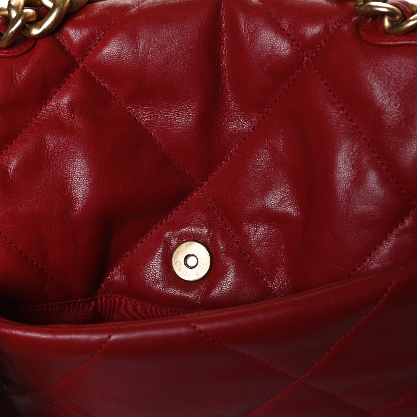 Lambskin Quilted Large Chanel 19 Flap Red