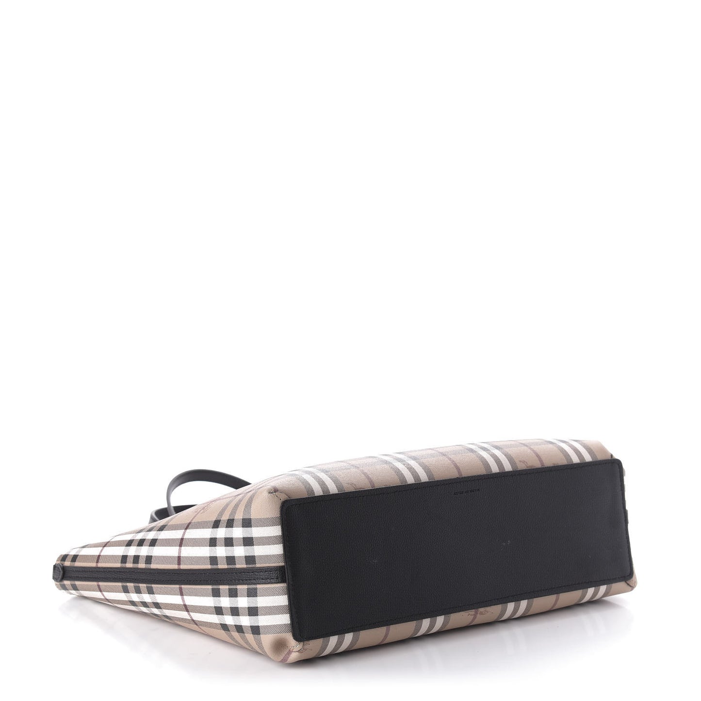 Grainy Calfskin Haymarket Check Medium Reversible Tote Black