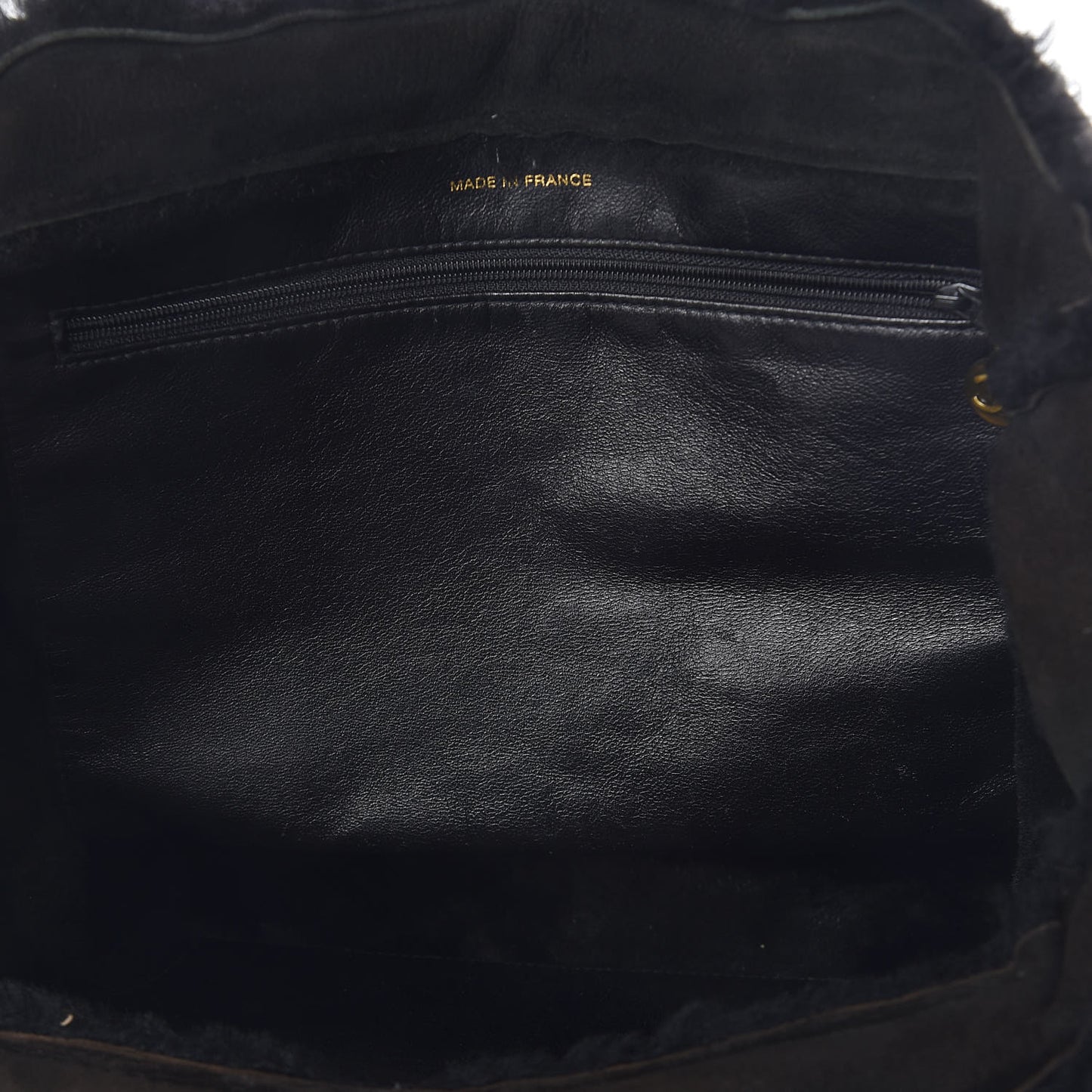 Suede Shearling Tote Black