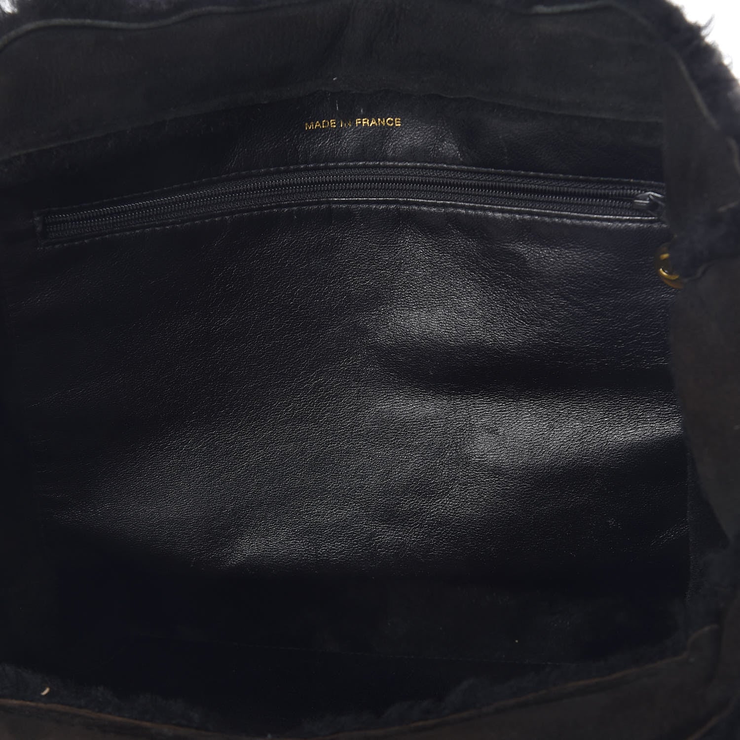 Chanel Suede Shearling Tote Black 9 of 12