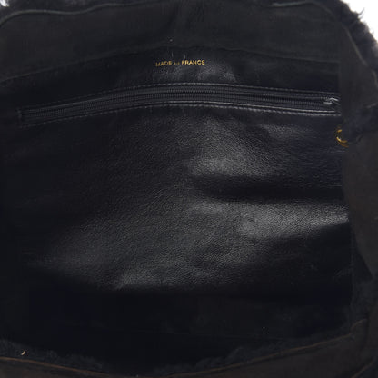 Chanel Suede Shearling Tote Black 9 of 12