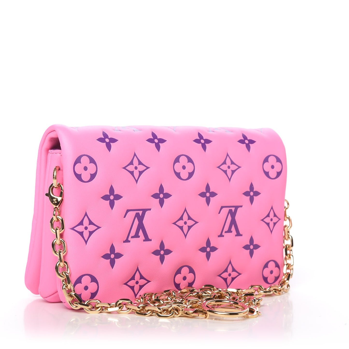 Lambskin Embossed Monogram Vuittamins Pochette Coussin Rose Violet