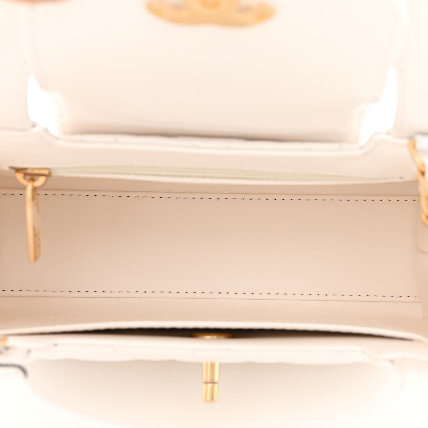Chanel Shiny Aged Calfskin Quilted Nano Kelly Shopper White 5 of 10