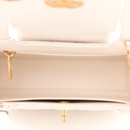 Chanel Shiny Aged Calfskin Quilted Nano Kelly Shopper White 5 of 10