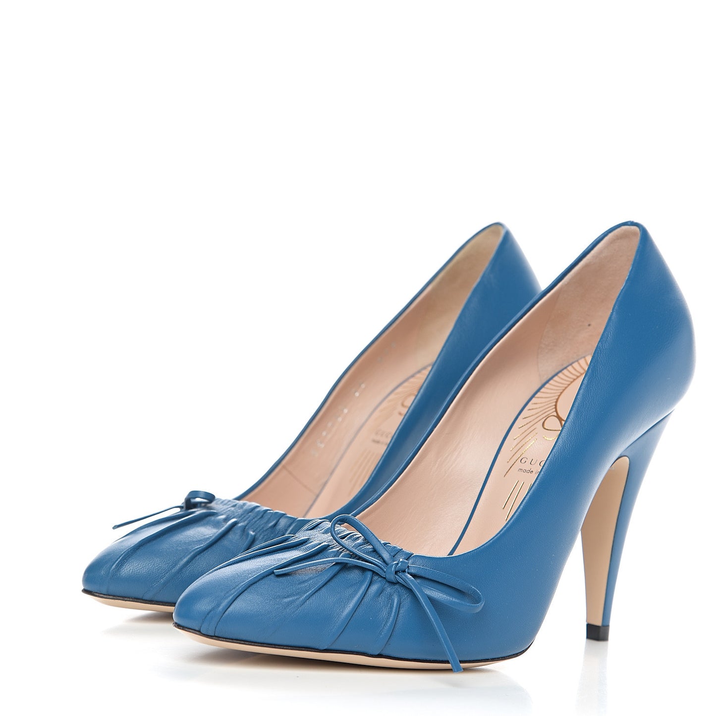 Nappa Bow High Heel Pumps 36 Riviera Blue