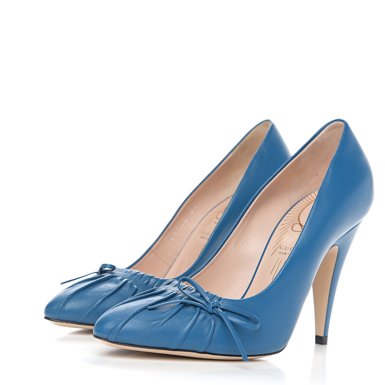 Gucci Nappa Bow High Heel Pumps 36 Riviera Blue 3 of 9