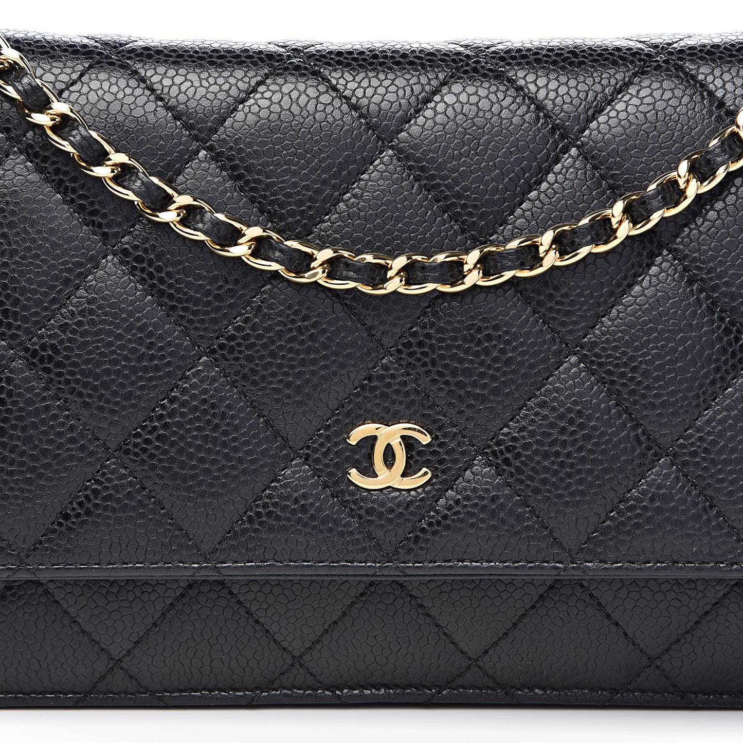 Caviar Quilted Wallet On Chain WOC Black