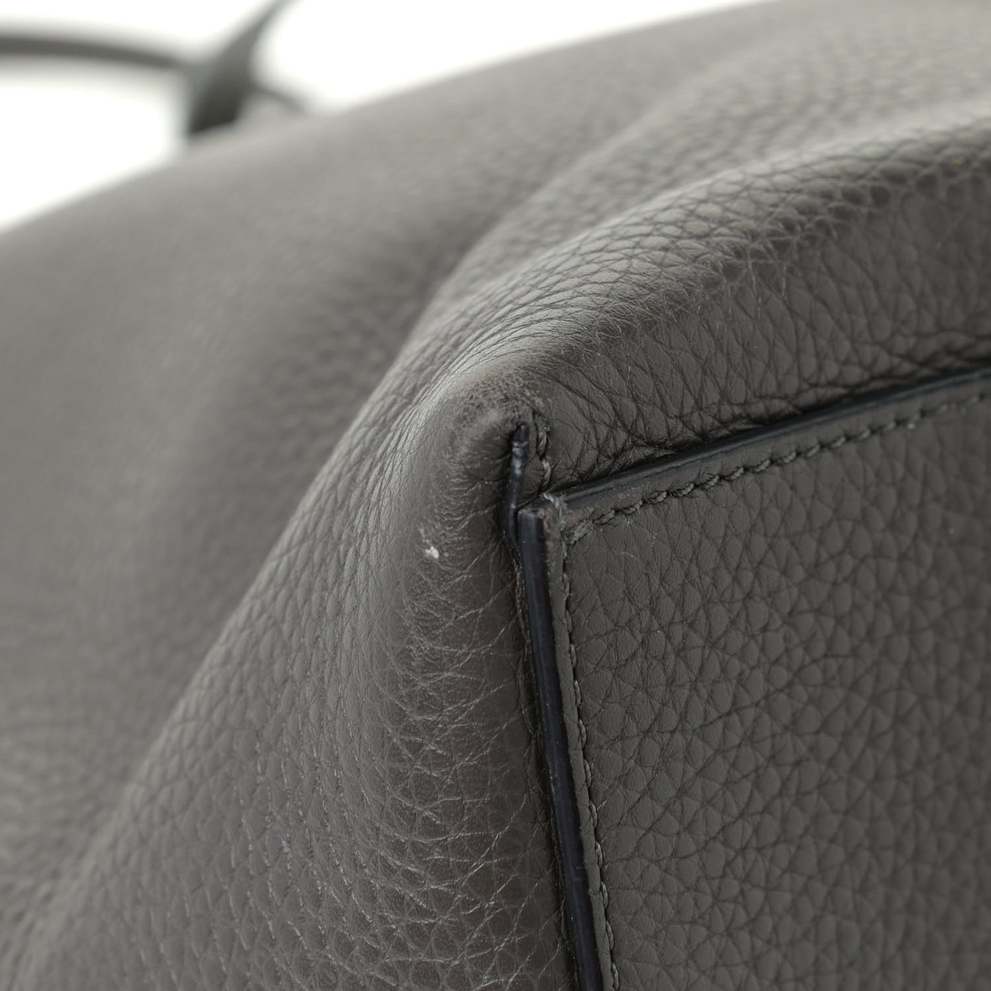 Grained Calfskin Rockstud Shoulder Tote Graphite
